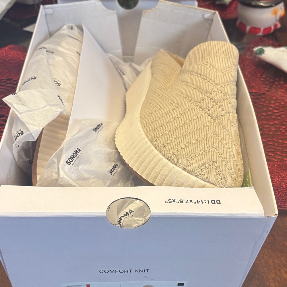 Beige Comfort Knit Slip-On Shoes